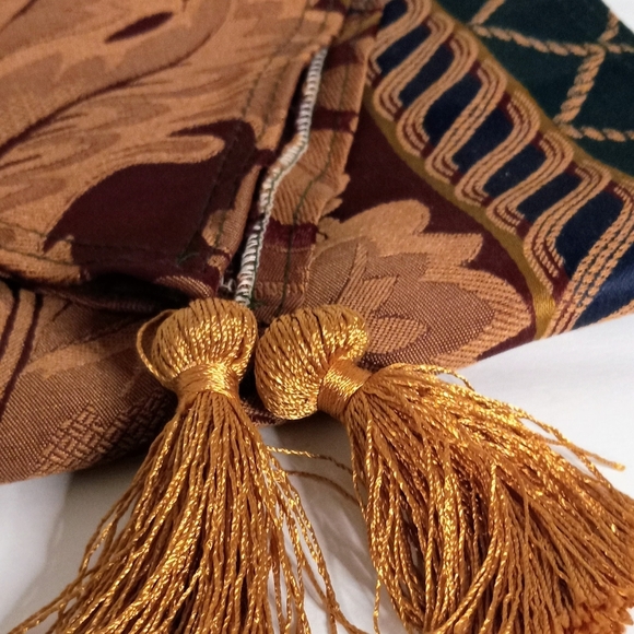 Fall Table Runner, Red/Gold Leaves, 72" X 13" Inclusive of Tassels. - Picture 2 of 5